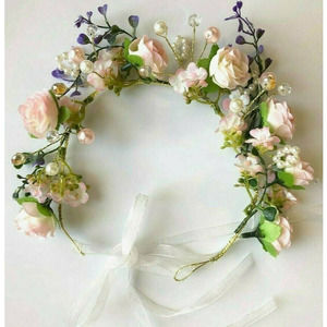 Flower Crown Floral Wreath BOHO Garland Headband for Communion Wedding Festivals